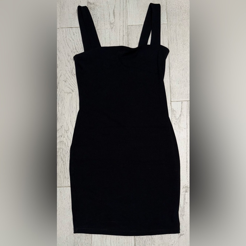 Black Mini Ribbed Bodycon Dress/Women’s size Large/NWT
